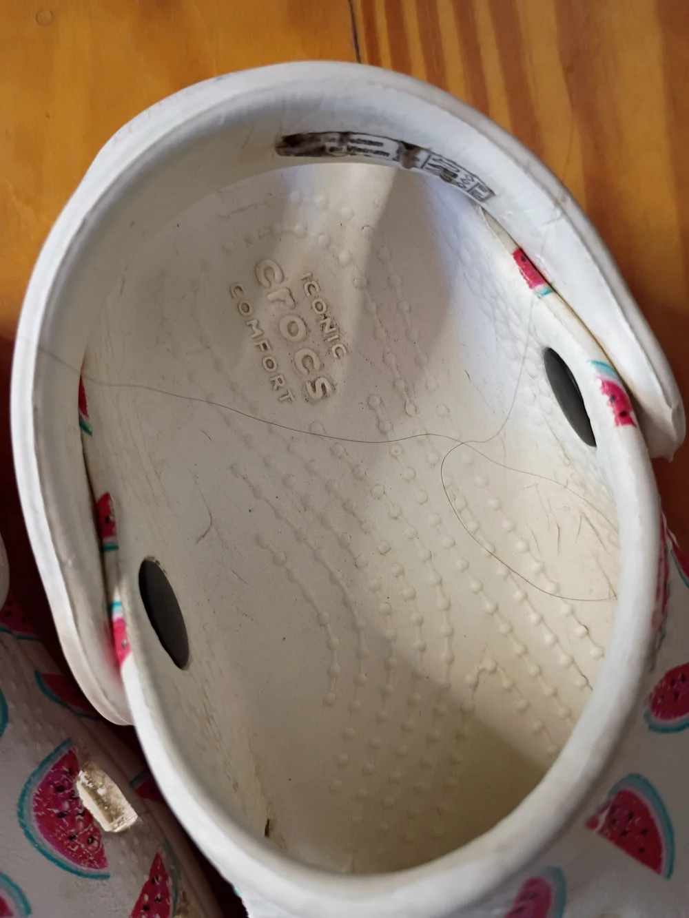 CROCS White Kids Clogs with Pink Watermelon Print